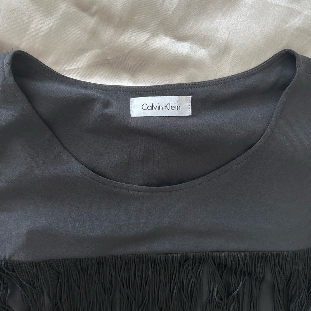 Calvin Klein Women's Black Full Fringe Dress.